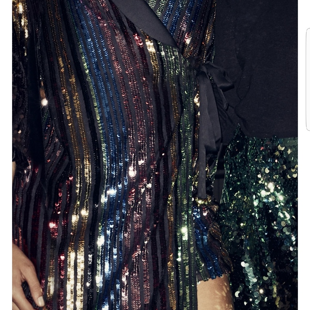 ZARA MULTICOLORED SEQUIN WRAP DRESS NWT - Picture 2 of 6